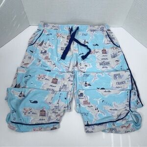 Munki Munki Women's Bamboo Blend Travel Themed AOP Lounge Pants Size XS; Pajama